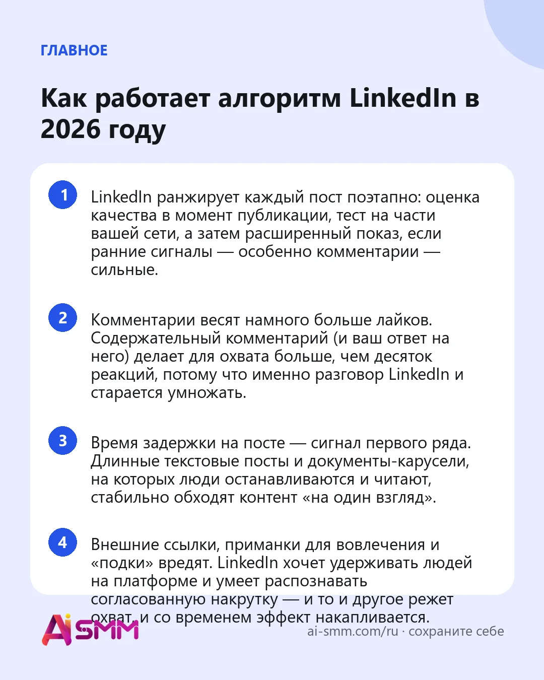 Главное: Как работает алгоритм LinkedIn в 2026 году