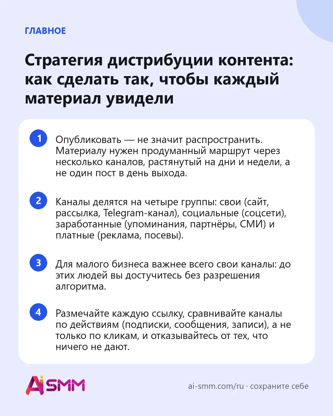 Главное: Стратегия дистрибуции контента: как сделать так, чтобы каждый материал увидели
