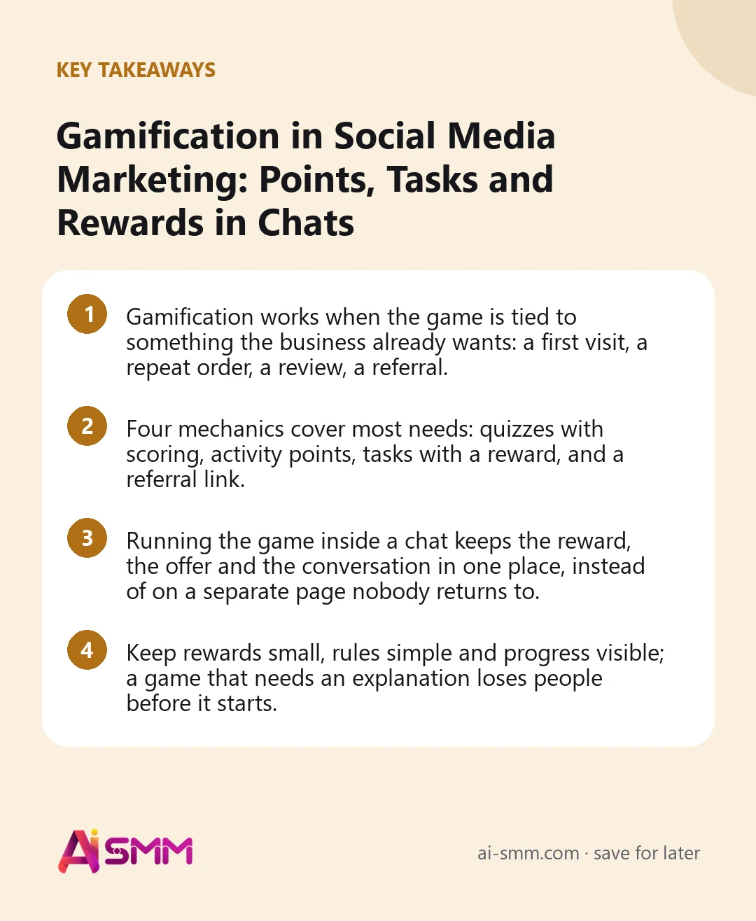 Key takeaways: Gamification in Social Media Marketing: Points, Tasks and Rewards in Chats