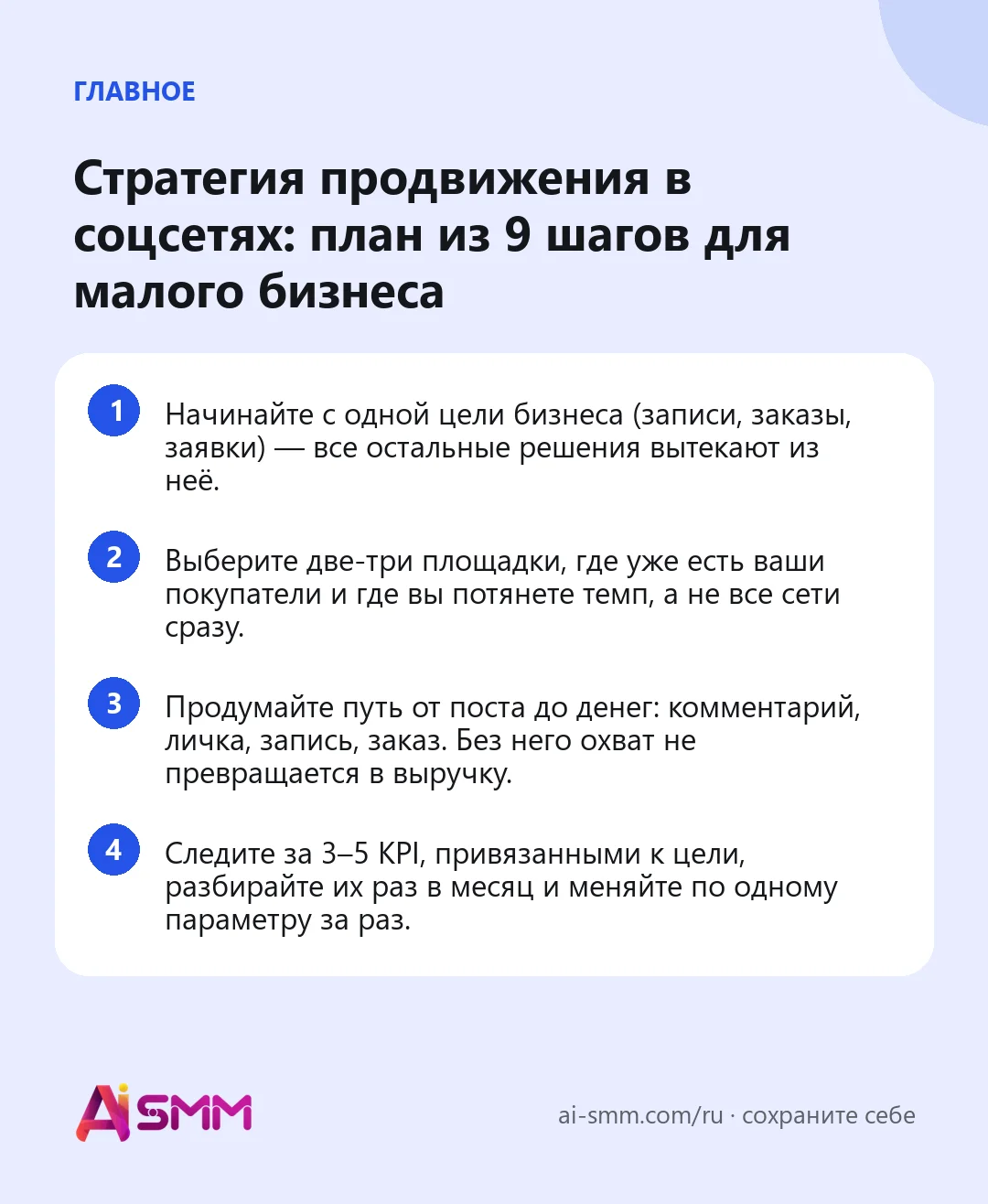 Главное: Стратегия продвижения в соцсетях: план из 9 шагов для малого бизнеса